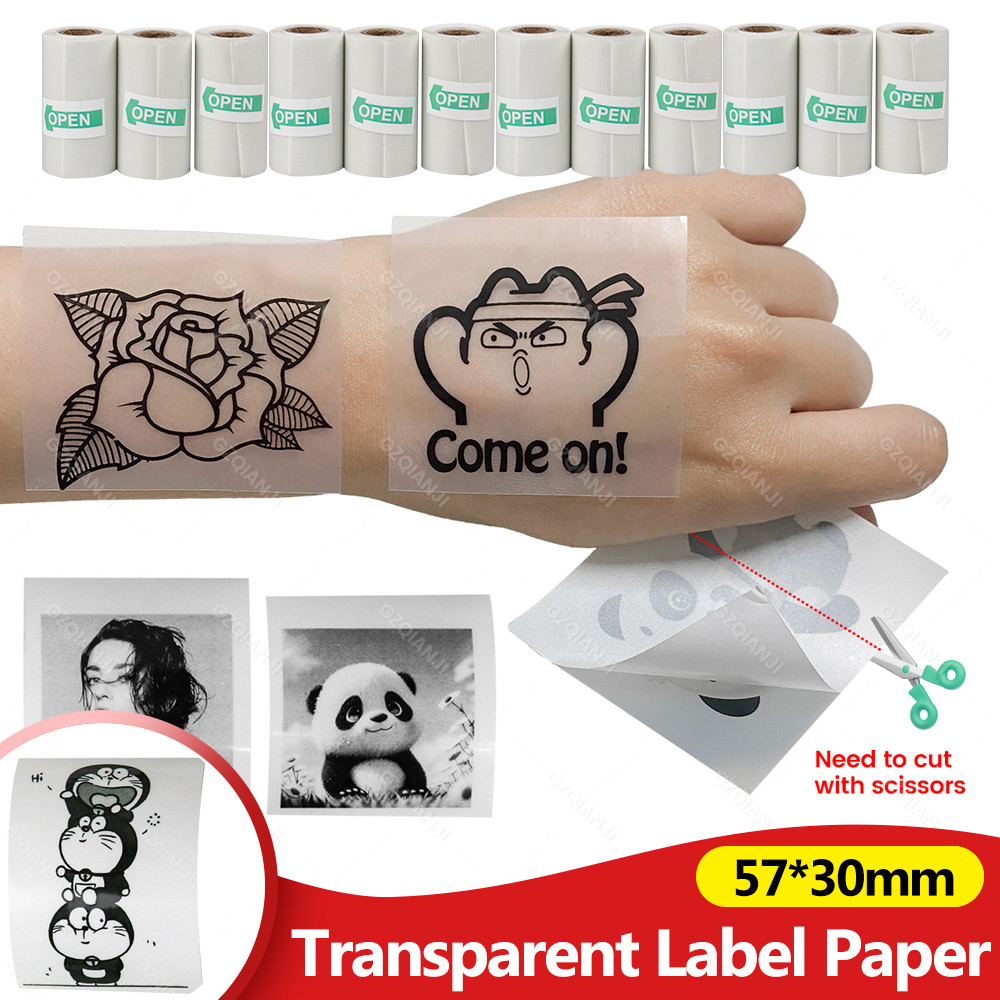

57MM x 30MM Adhesive Transparent Thermal Paper Clear Sticker Paper For 58mm Mini Thermal Printer Photo Printing Paper