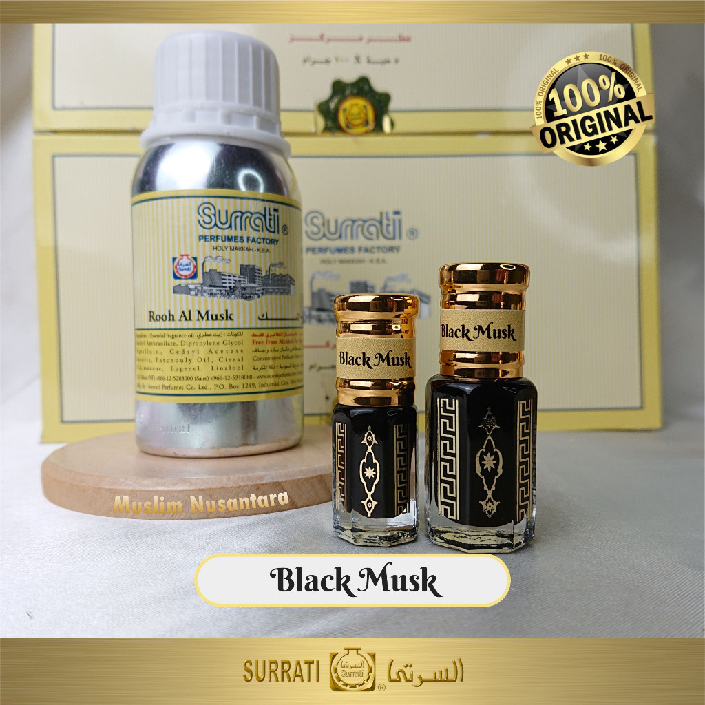 Parfum Surrati Black Musk Original / Bibit Parfum Aroma Misik Hitam / Rooh Al-Musk Termurah