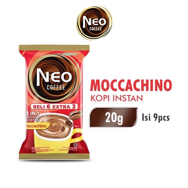 

Neo Coffee Kopi Instan Moccachino Pack 20 gr isi 6 + 3 pcs