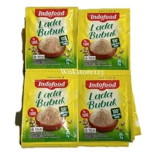 

Indofood lada merica bubuk 1renceng(12sachet) 3gram kemasan 1000