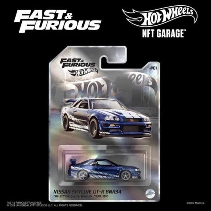 Hot Wheels NFT Garage 2024 Fast and Furious Nissan Skyline GT-R BNR34 Blue | Hotwheels NFT Fast Furi