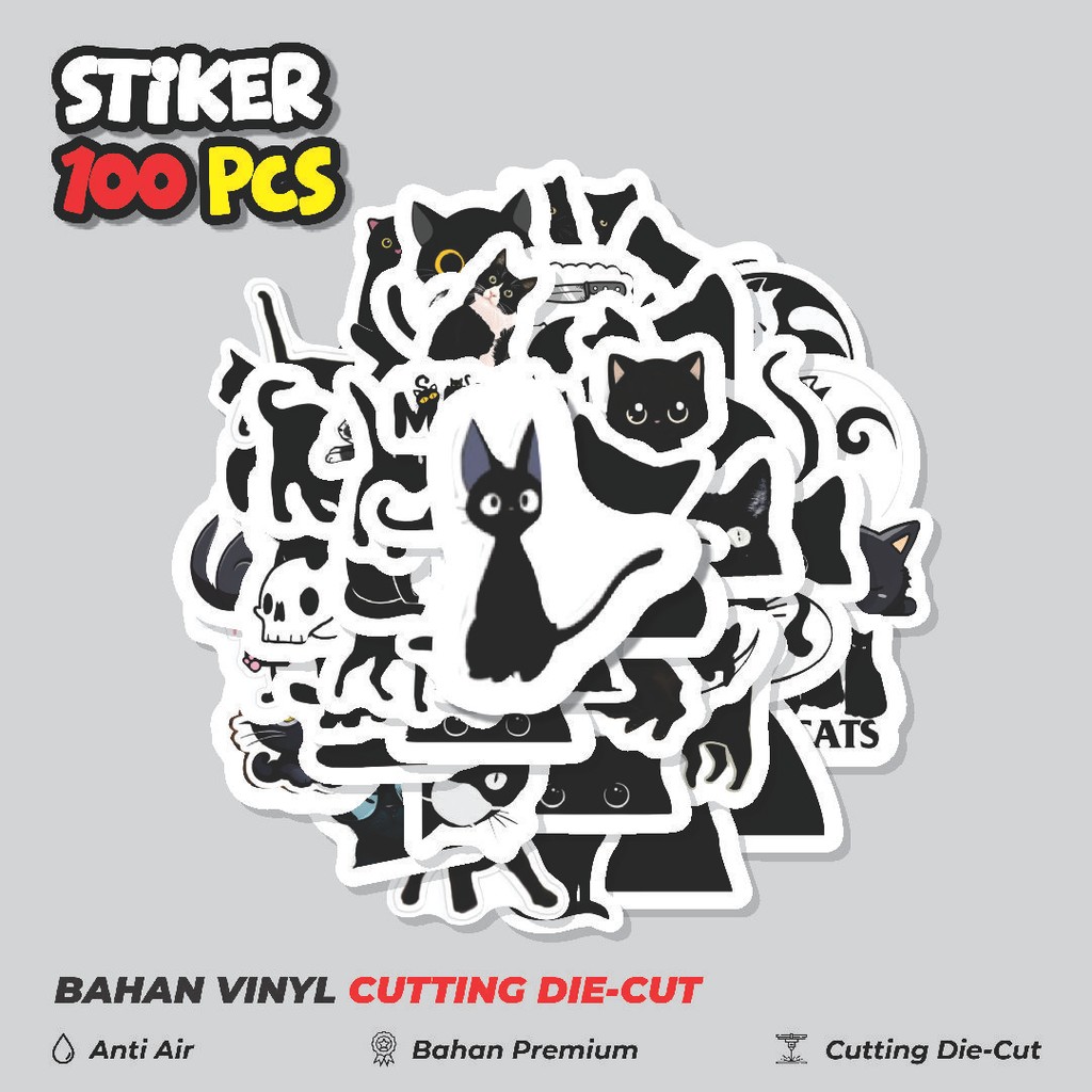 

Terbaru! 50 pcs Stiker Black Cat [Kucing Hitam] Dekorasi Lucu Kreatif untuk Notebook, Skateboard, HP