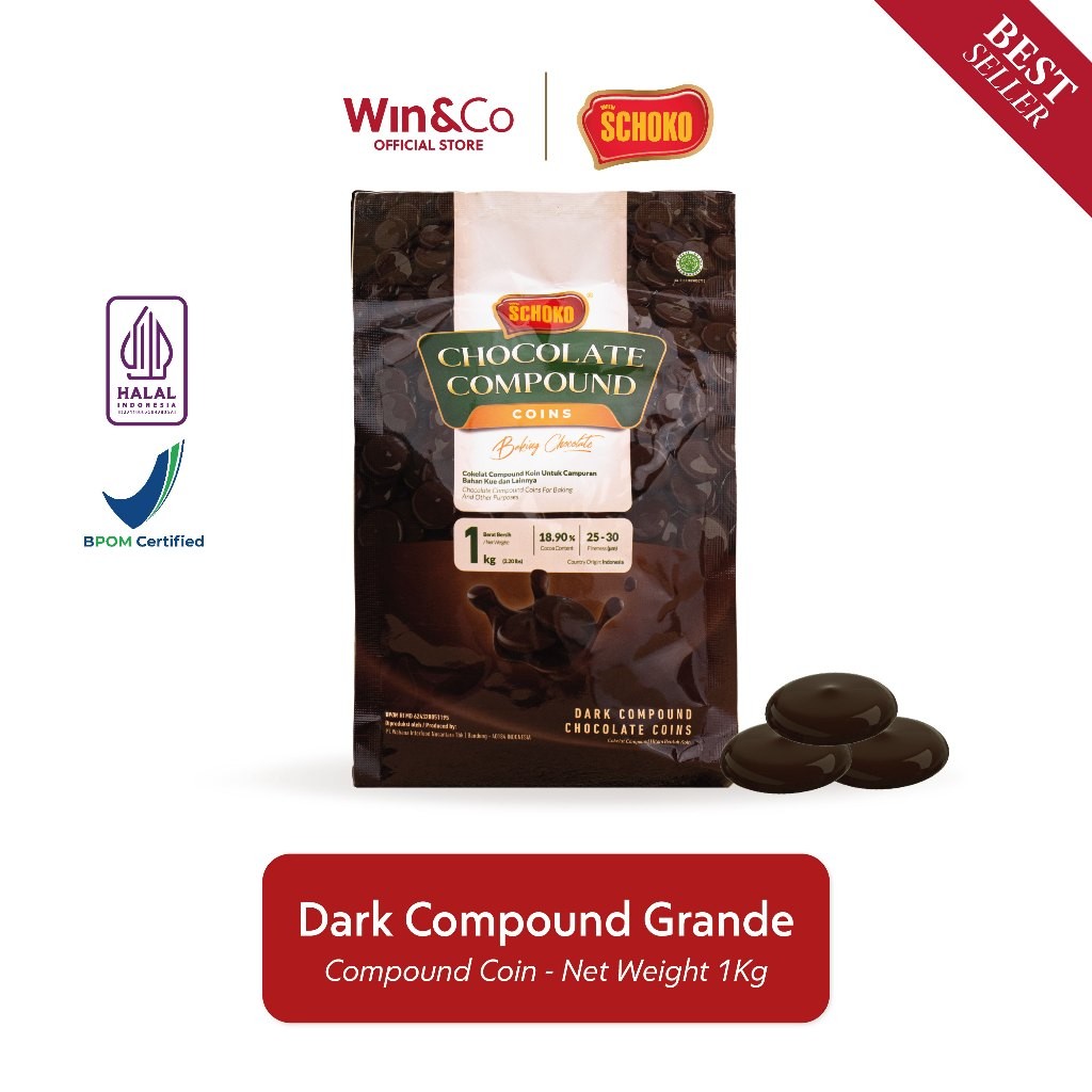

SCHOKO Dark Compound Chocolate Coin - 1 Kg / Coklat Bentuk Koin