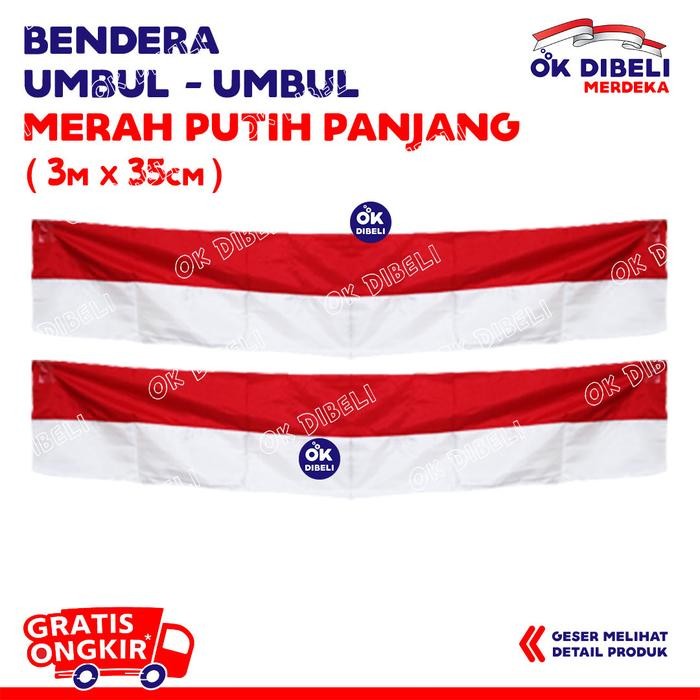 Bendera Merah Putih Panjang 3M Bendera Umbul Umbul Indonesia Polos