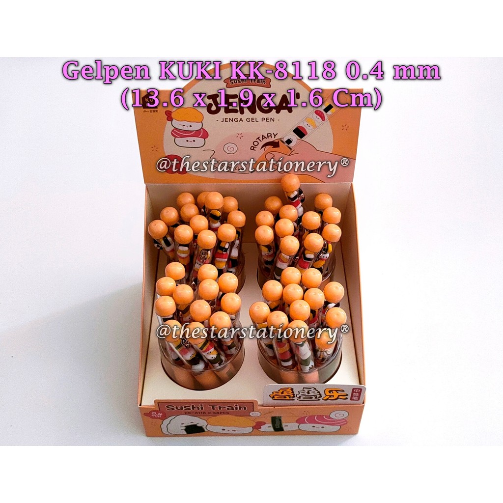 

(1 Pak Isi 48 Pcs) GROSIR Bolpen KUKI KK-8118 Jenga Sushi Train 0.4 Gel Pen Black (1 Pcak/48 Pcs)