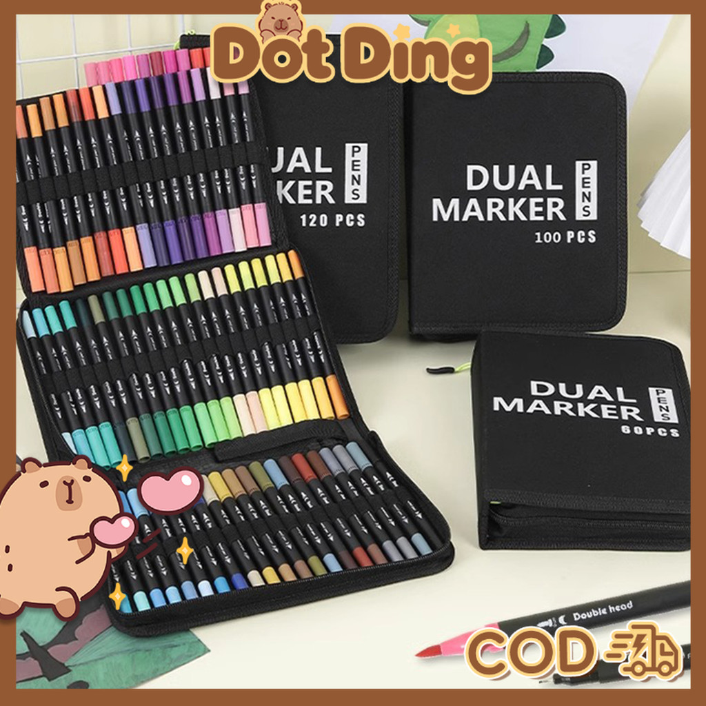 

[DOTDING] 72-180 Warna Spidol 2 Ujung Washable Tahan Air Bisa Dihapus Aman untuk Anak Alat Tulis Sekolah & Seni Kreatif