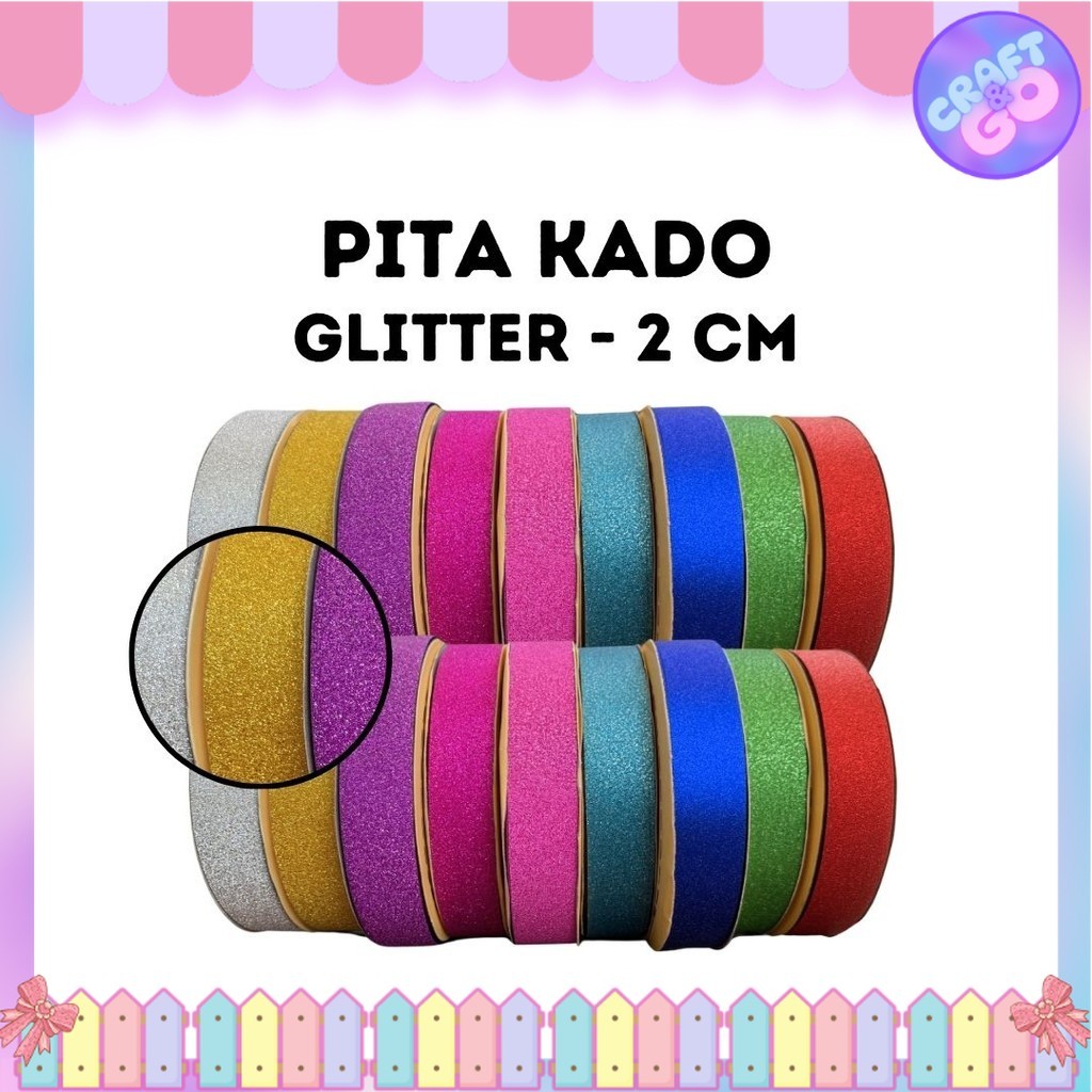 

Pita Kado Plastik GLITTER 3/4 inch (2 cm) / Pita Jepang