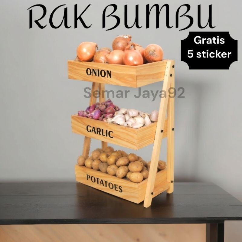 PRODUK LOKAL RAK BAWANG BUMBU DAPUR KAYU SERBAGUNA | RAK TELUR | RAK SAYUR | RAK SUSUN BAHAN KAYU MA