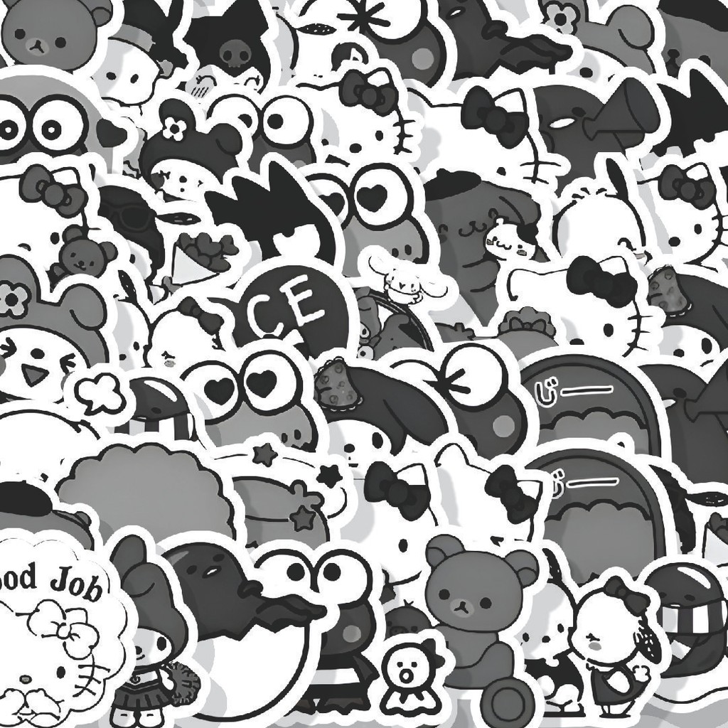 

Stiker Cutting Pack Stiker Black and White Famous Cartoon Isi 100Pcs Series Aesthetic Lucu Keren Untuk Koper Bahan Vynil