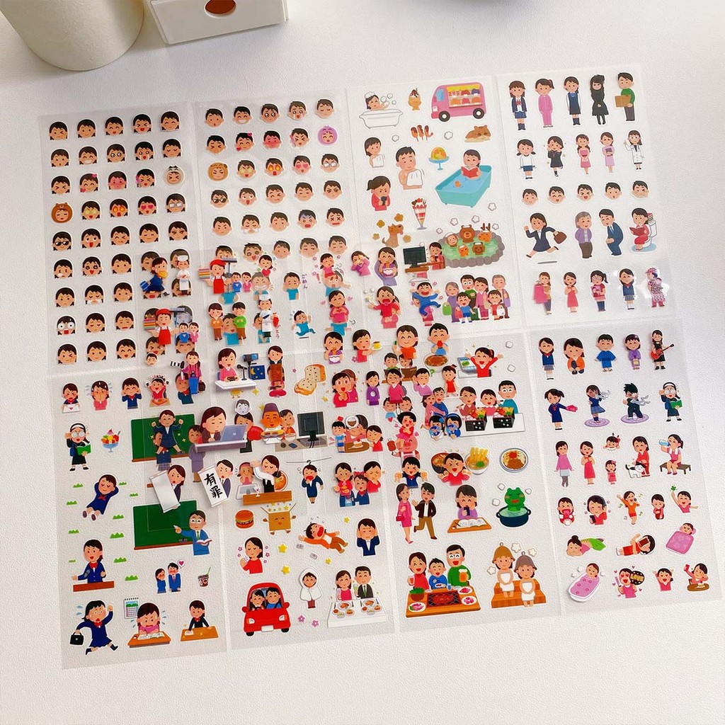 

10 sheets Die-Cut Stickers for Scrapbooking Cute Cartoon Transparent Stationery Stickers Journal Decor Creative Collage