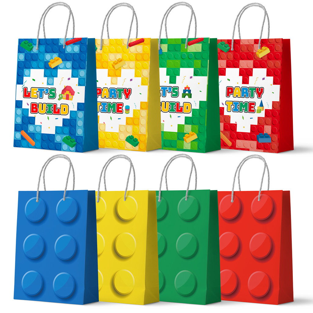 

Building Block Party Favor Bags,24 Pcs Building Block Gift Bags Set - Building Block Party Bags,Building Block Party Present Bag