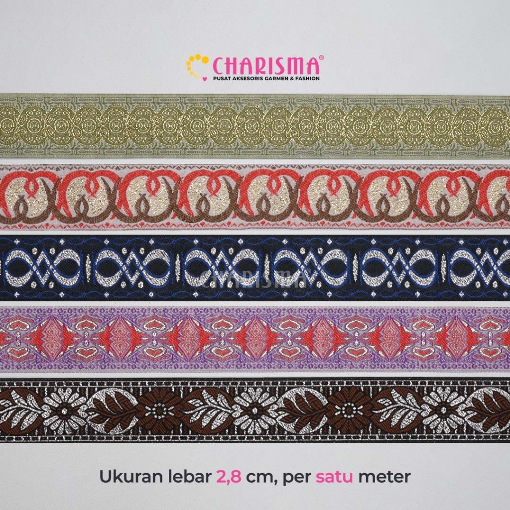 

Charisma Pita Gamis 8 / Pita Gamis lebar 2,8cm / Harga Per 1 Meter
