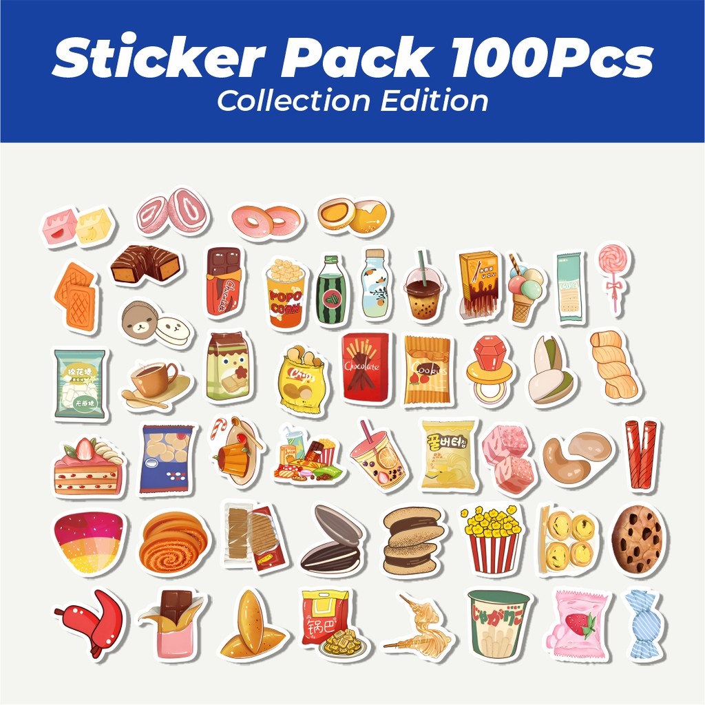 

Hot Stiker Cemilan Makanan Santai Lucu Anti Air Stikers Berperekat Waterproof Sticker Decal Buat Motor Helm Buku Journal Koper Casing HP Laptop Botol Minum