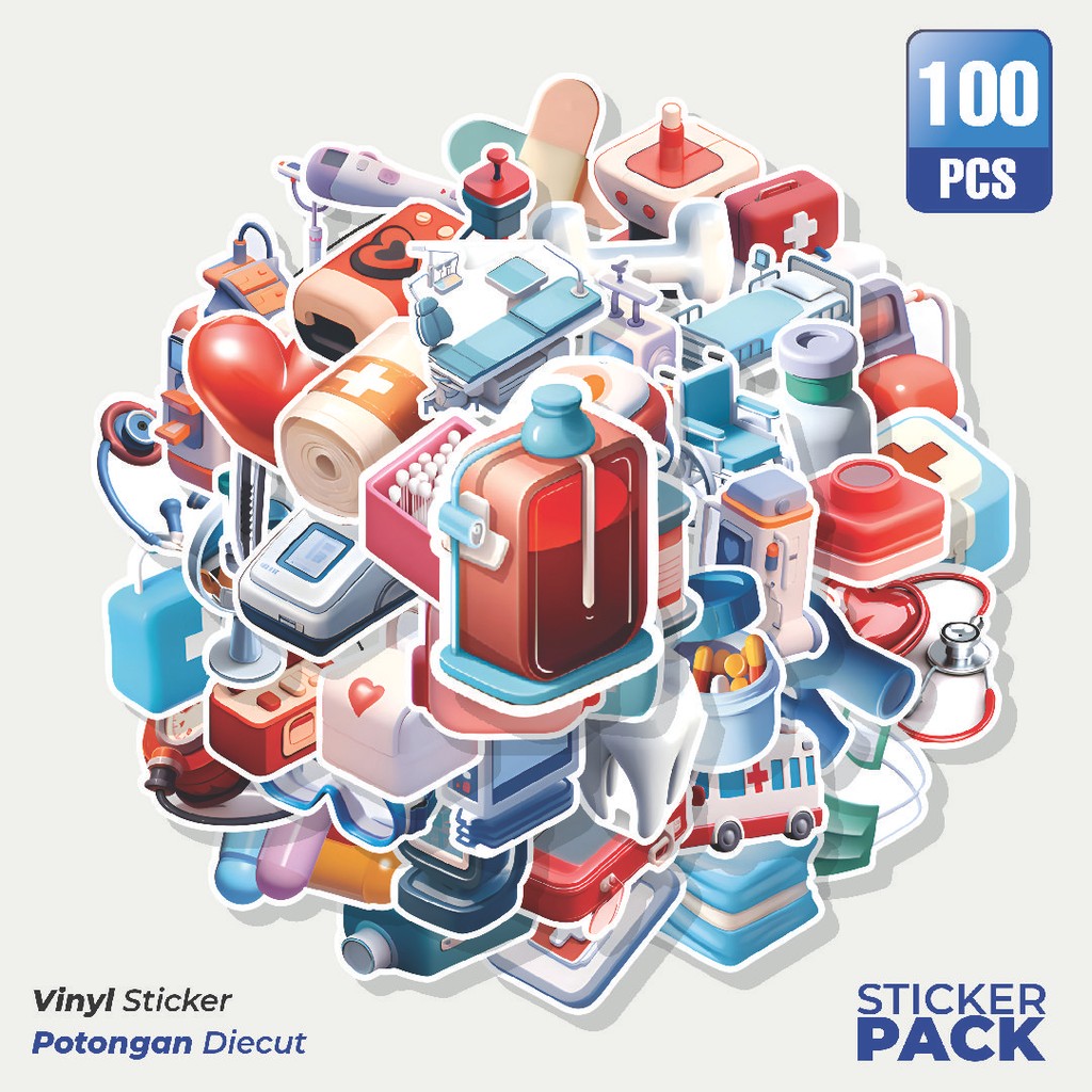 

Super Hemat! 100 PCS Stiker 3D Medice Device [Perangkat Medis 3D] Waterproof Aesthetic- Untuk Laptop, Motor, dan Helm - Paper Stationery Pack