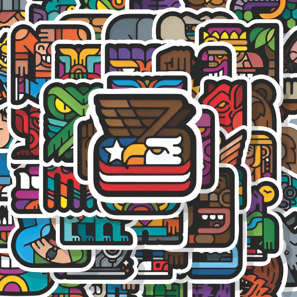 

100PCS Lucu Stiker Aztec Series 2 Stiker Aesthetic Stiker Anti Air Stikers Berperekat Waterproof sticker decal buat Motor Helm Buku Journal Koper Casing HP Laptop Botol Minum Hadiah anak