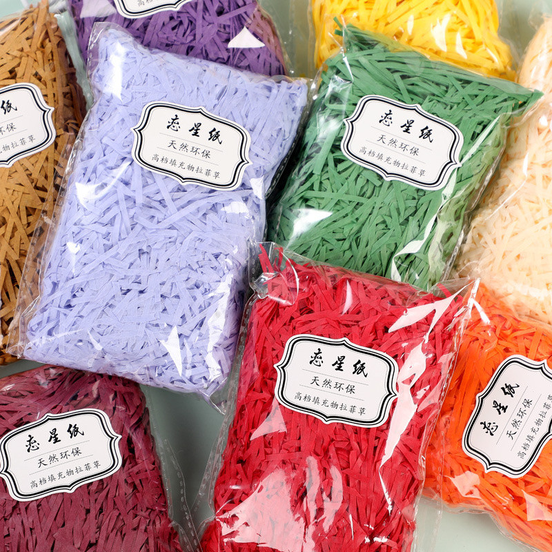 

10/30g raffi Colorful Shredded Crinkle Lafite Grass Paper Raffia Filler DIY Wedding Party Gift Box Candy Material Packaging Fill