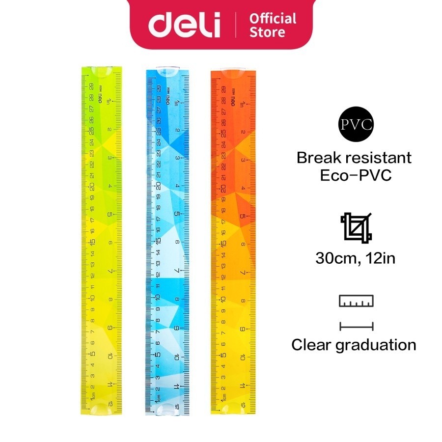 

Deli Penggaris 30 cm Anti Patah Eco-PVC Lentur Twistable EH651, Alat Tulis Sekolah