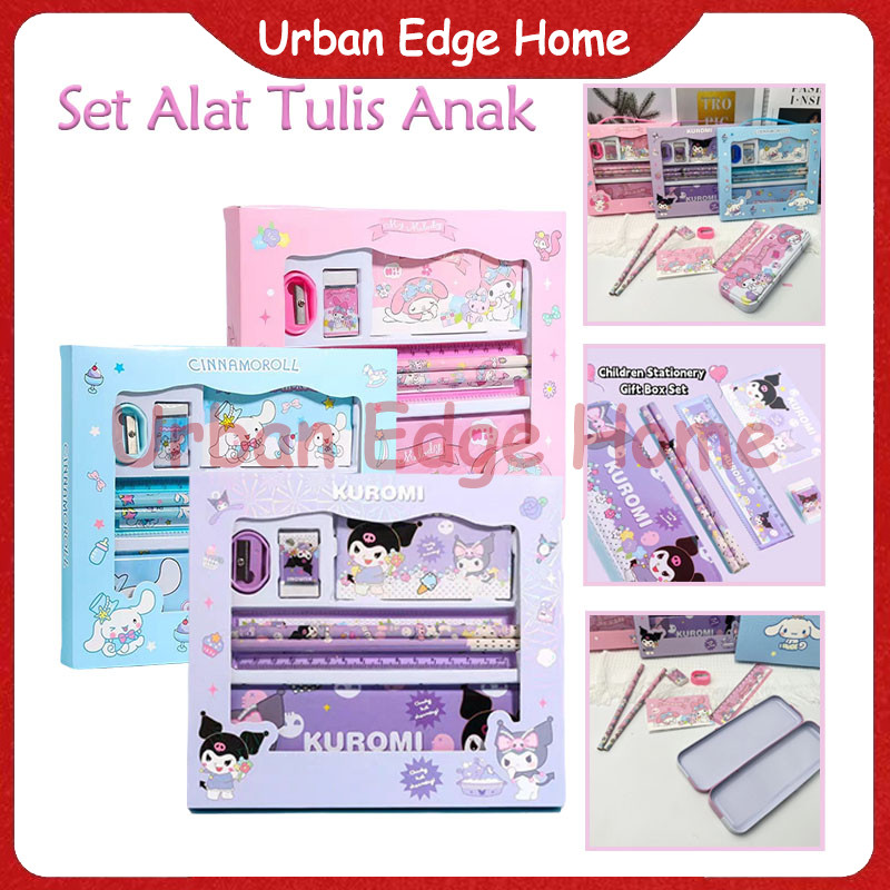 

Kotak Pensil Anak Set 7 In 1 / Stationery Hadiah Anak Sekolah Sanrio / 6 In 1 Penggaris Pensil Penghapus Rautan Kotak Pensil
