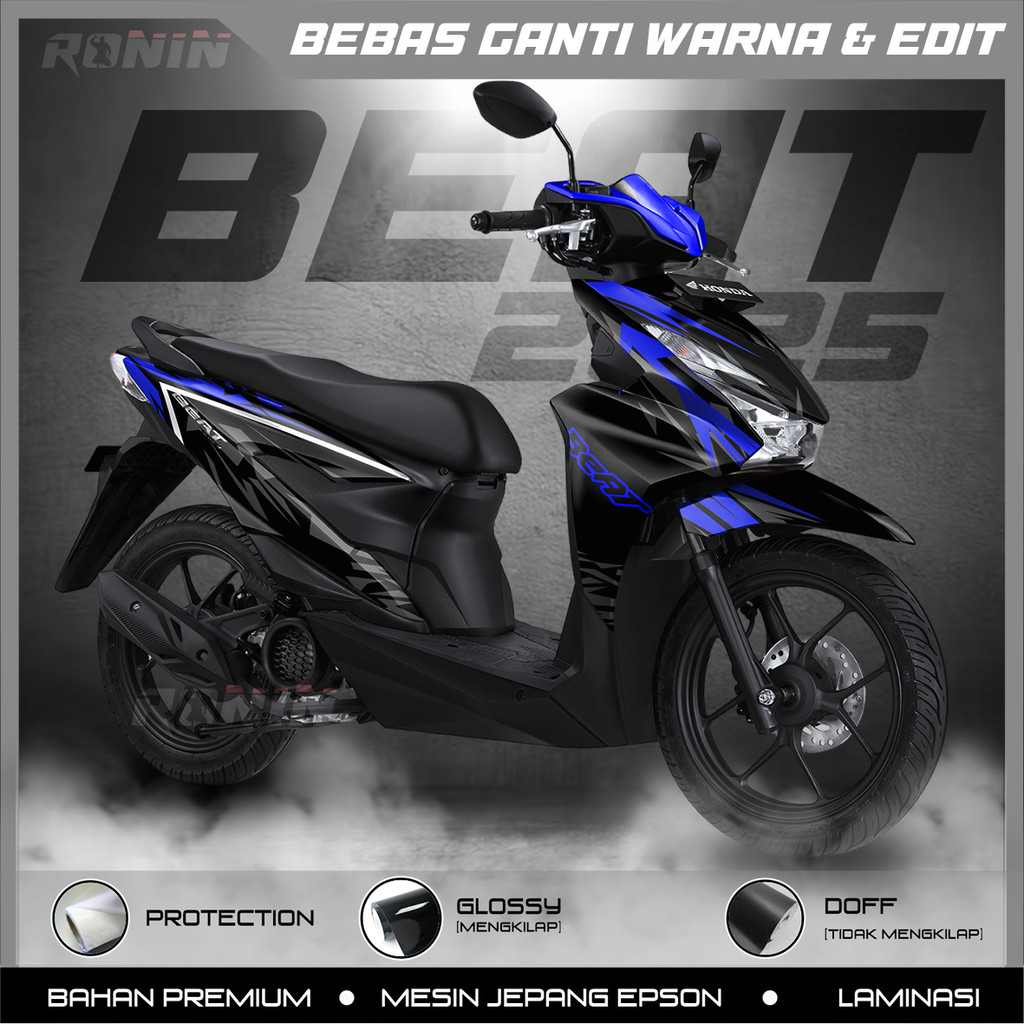 STICKER DECAL STIKER FULL BODY NEW BEAT DELUXE V2 BEAT 2025 MOTIF CRASH BLUE (BISA CUSTOM)