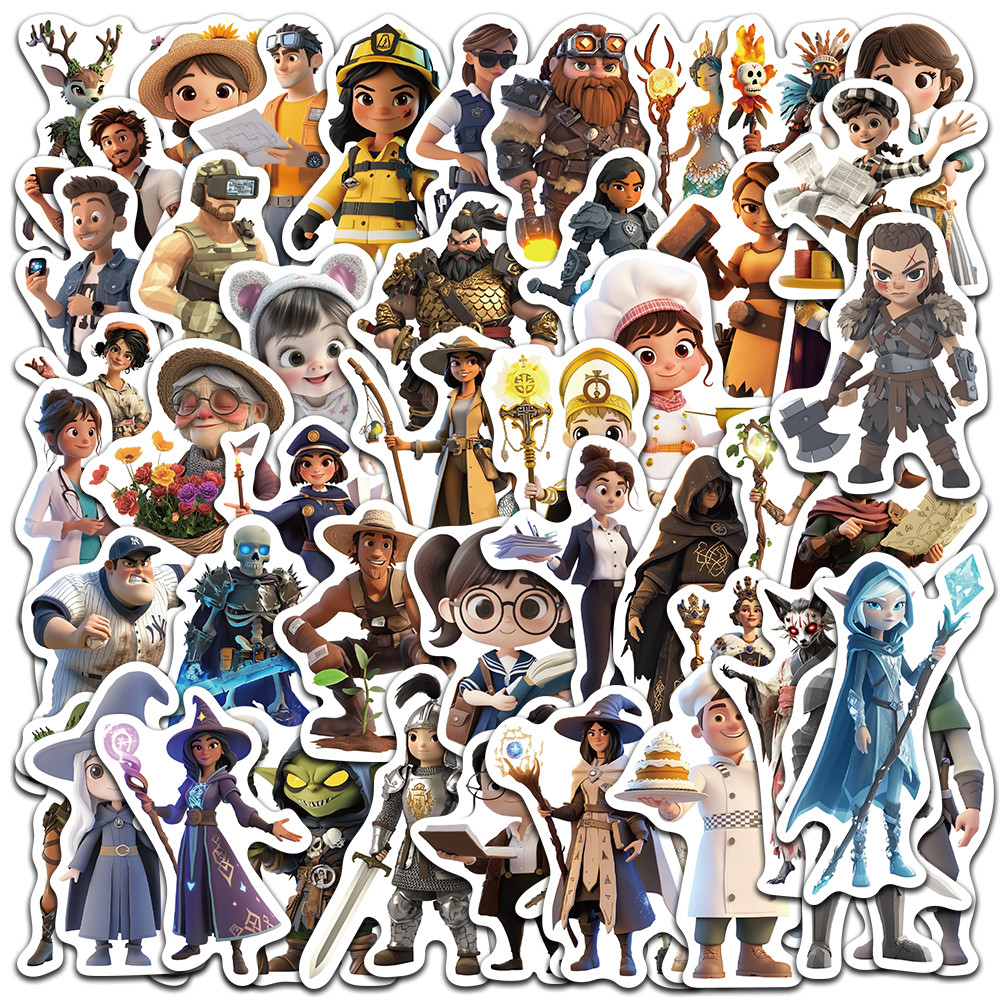 

50pcs Funny Cartoon Characters Stickers Waterproof Graffiti For Luggage Guitar Laptop Phone Bicycle Stationery Decals