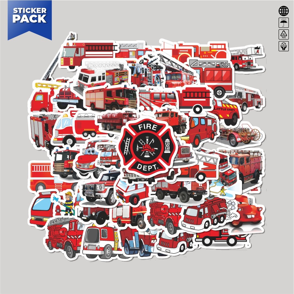 

[100PCS]Stiker Pack Stiker Truk Pemadam Kebakaran Aesthetic Vinyl Anti Air Dekorasi Sticker Laptop Buku Journal Koper Helm Casing HP Gitar Helm Skateboard