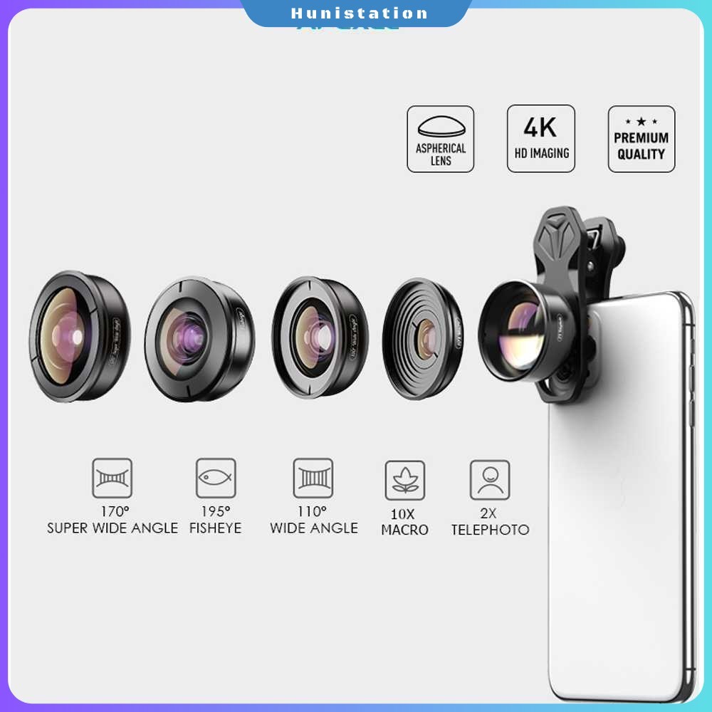 APEXEL Lensa Kamera Smartphone Universal Clip 5 in 1 Lens - APL-HB5