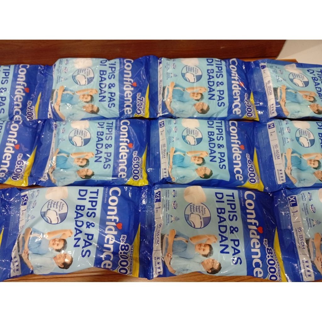 confidence popok dewasa renceng ukuran M/L/XL popok lansia per 1 sachet