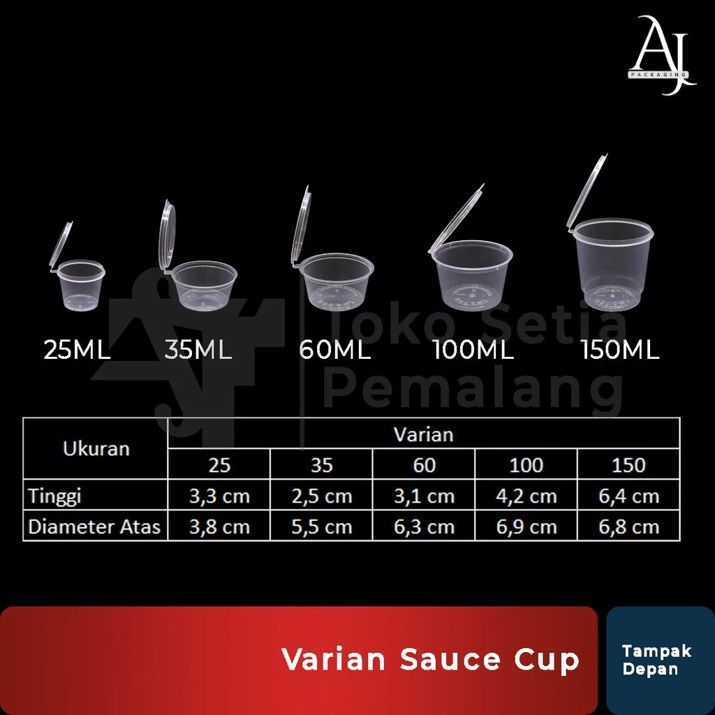 Thinwall Cup Puding Plastik 25ml 35ml 60ml 100ml 150ml Wadah Sambal Sambel Slime Tempat Penyimpanan 