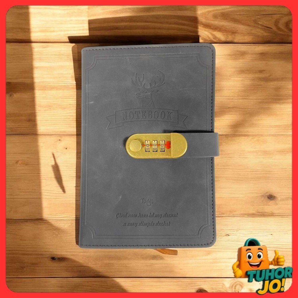 

Toddi Buku Jurnal Leather Notebook Diary 80GSM 265 Halaman with Lock - TD-A5