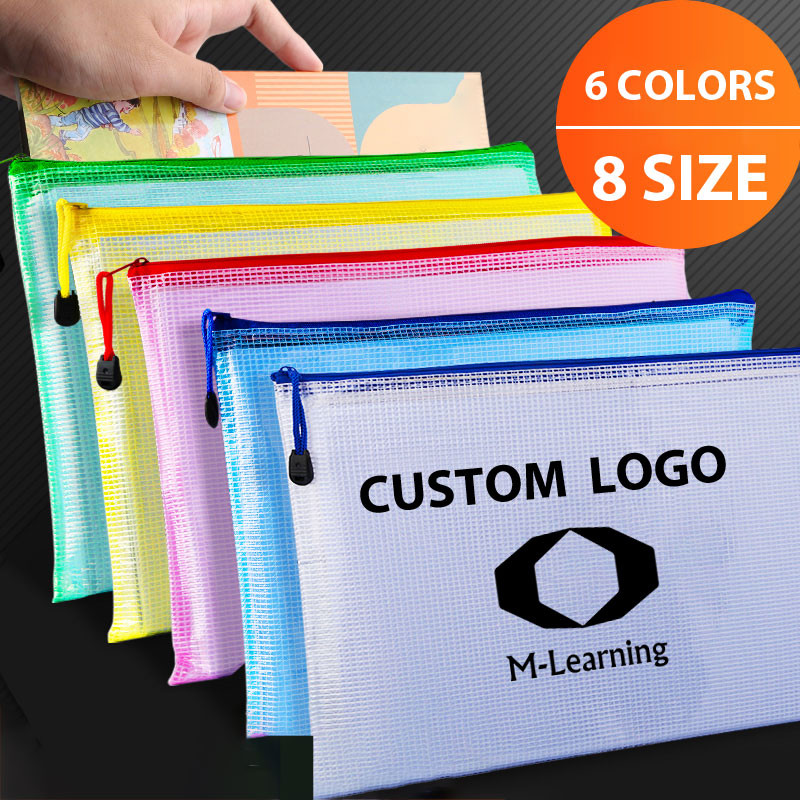 

5PCS Document Bag Mesh Zipper Pouch Waterproof Bag Pencil Bags Board Games Storage Bags For School Office Supplies And Travel