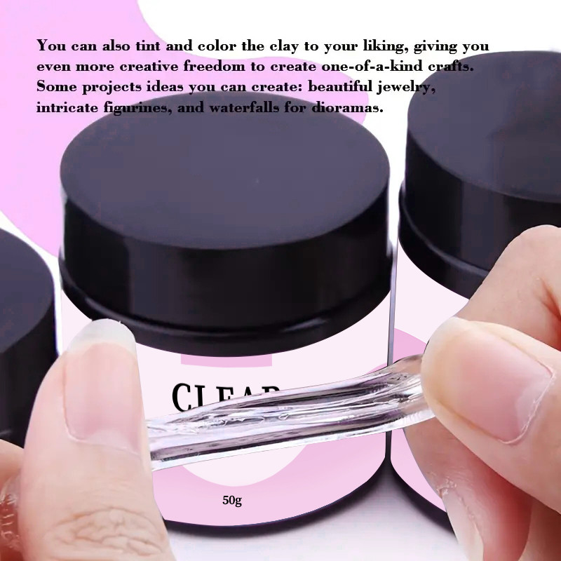 

3D Resin UV Clay 100g Non-toxic for DIY Material Sculpting Handcraft, for Silicone Molds Clear, Suitable for all ages.