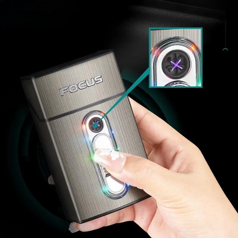 

Tip-C Şarj Edilebilir Yükseltilmiş Versiyonu Çapraz Çift Ark Darbe Çakmak Sigara Kutusu Serin LED Işıklar 20 Parça Sigara