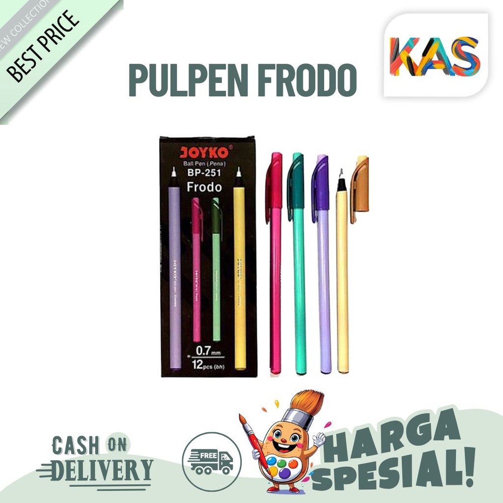 

Pulpen Joyko Ballpen Tinta Hitam BP-251 Frodo 0.7 mm Lusinan Isi 12 pcs