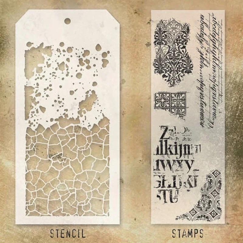

2024 New Retro Graffiti Pattern Clear Stamps and Stencil For Making Word Greeting Card Paper Scrapbooking No Metal Cutting Dies