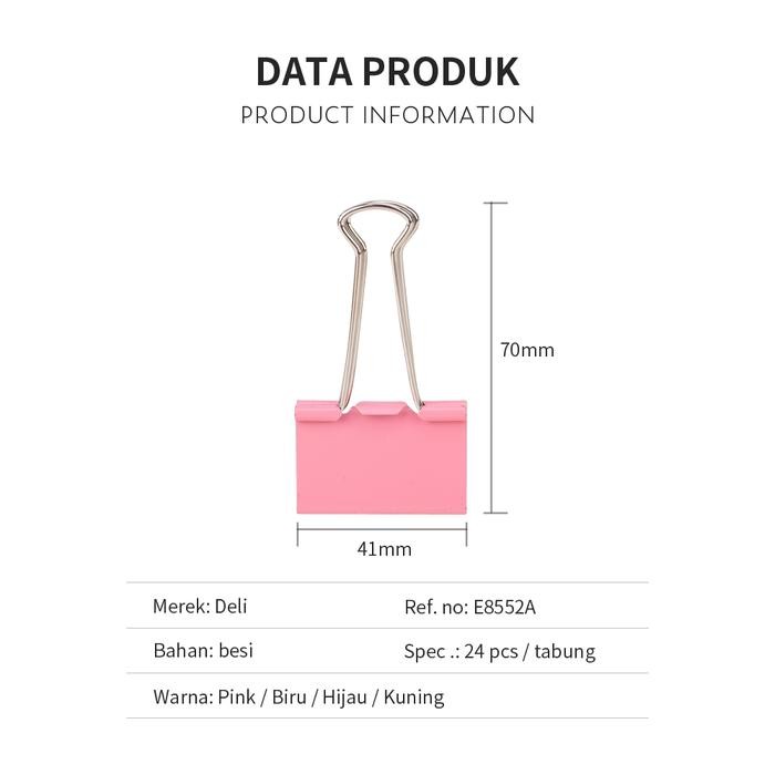 

Promo Deli E8552A Office Consumable/Binder Klip-Color Binder Clips 41mm