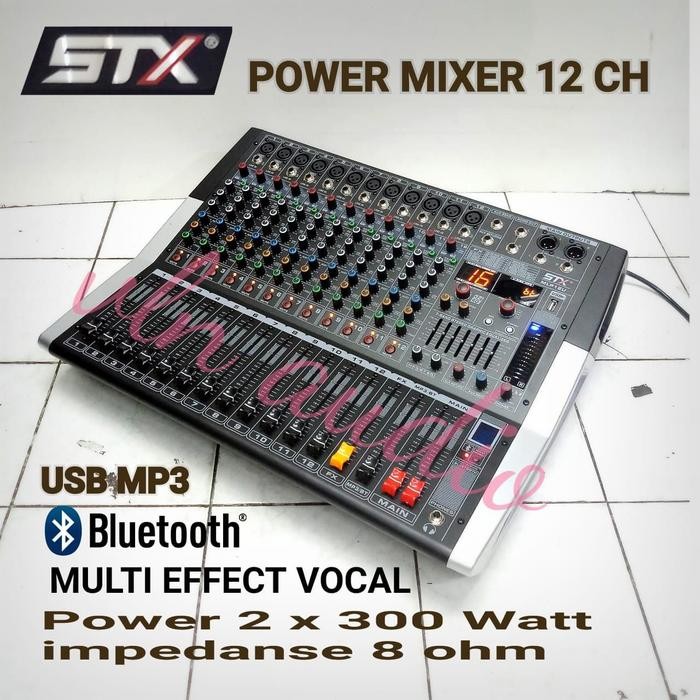 Power Mixer STX 12 ch Bluetooth USB mp3 ORIGINAL