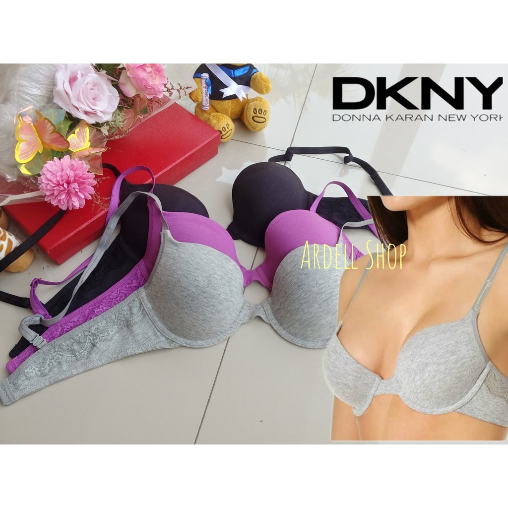 CD DKNY Cotton T-Shirt Bra Wanita Katun Adem Kawat Nyaman Harian 34B KP