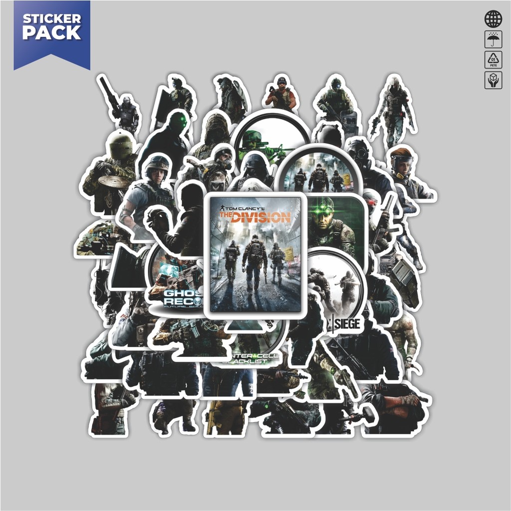 

[100PCS]Stiker Pack Stiker Game Series Tom Clancy's Game Mix Aesthetic Vinyl Anti Air Dekorasi Sticker Laptop Buku Journal Koper Helm Casing HP Gitar Helm Skateboard
