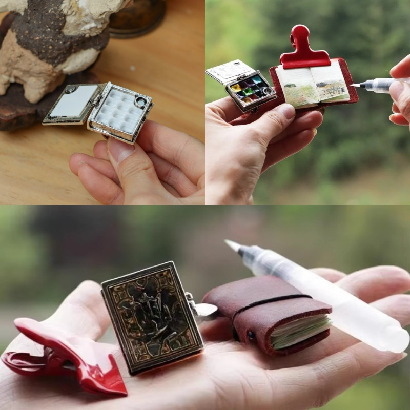 

Super Minitype Portable Watercolor Pigment Magic Ring Set Art Student Painting Sketching Travel Palette Painting Supplies Tool