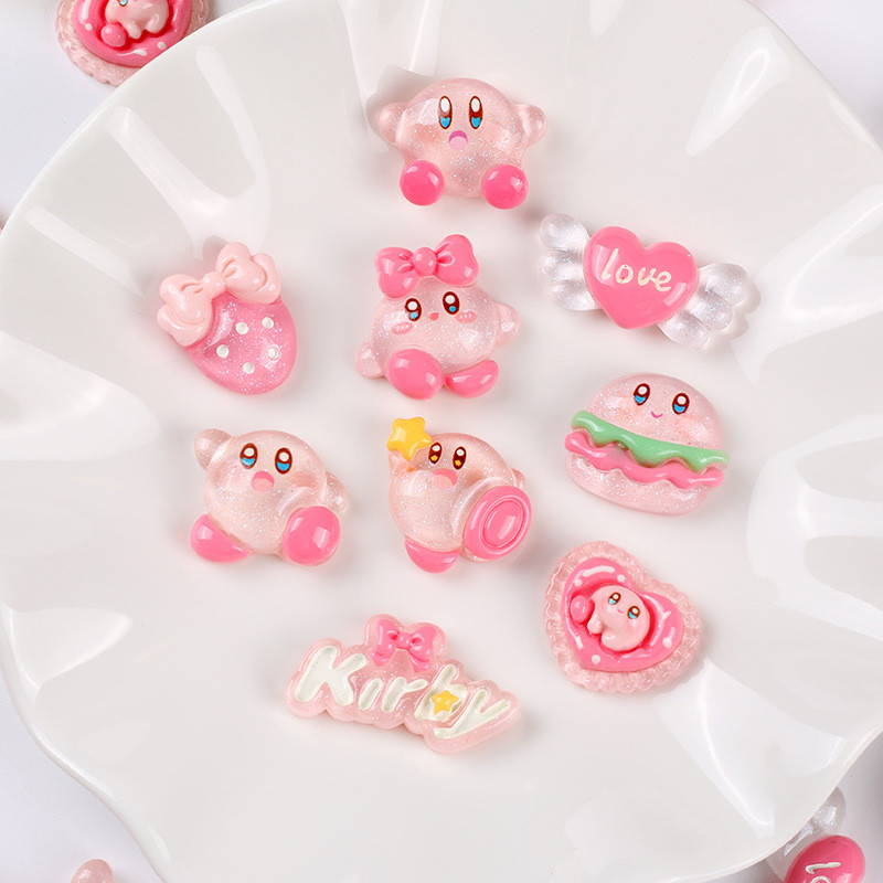 

10pcs transparent Kirby of the Stars DIY phone case accessories resin jewelry accessories DIY Accessories 3D stickers Gifts