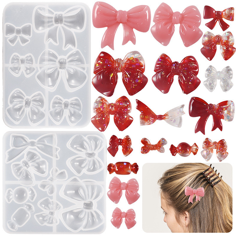 

Hair Clip Epoxy Resin Silicone Mold DIY Flowers Bow Knot Hairpin Mould UV Resin Jewelry Making Supplies Crafts Casting Mold