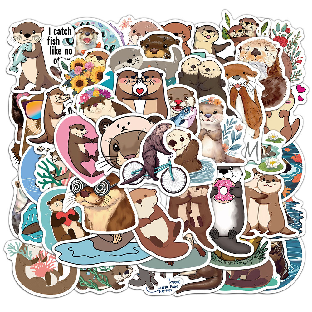 

50PCS Otter Stickers Exquisite Cute Animal Account Material Phone Case Laptop Luggage Bottle Waterproof Stickers