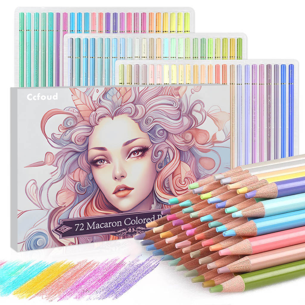 

12/24/50/72 pcs Pastel Colored Pencils Set - Macaron Colors for Adult Coloring,Soft Core,Ideal for Layering Blending