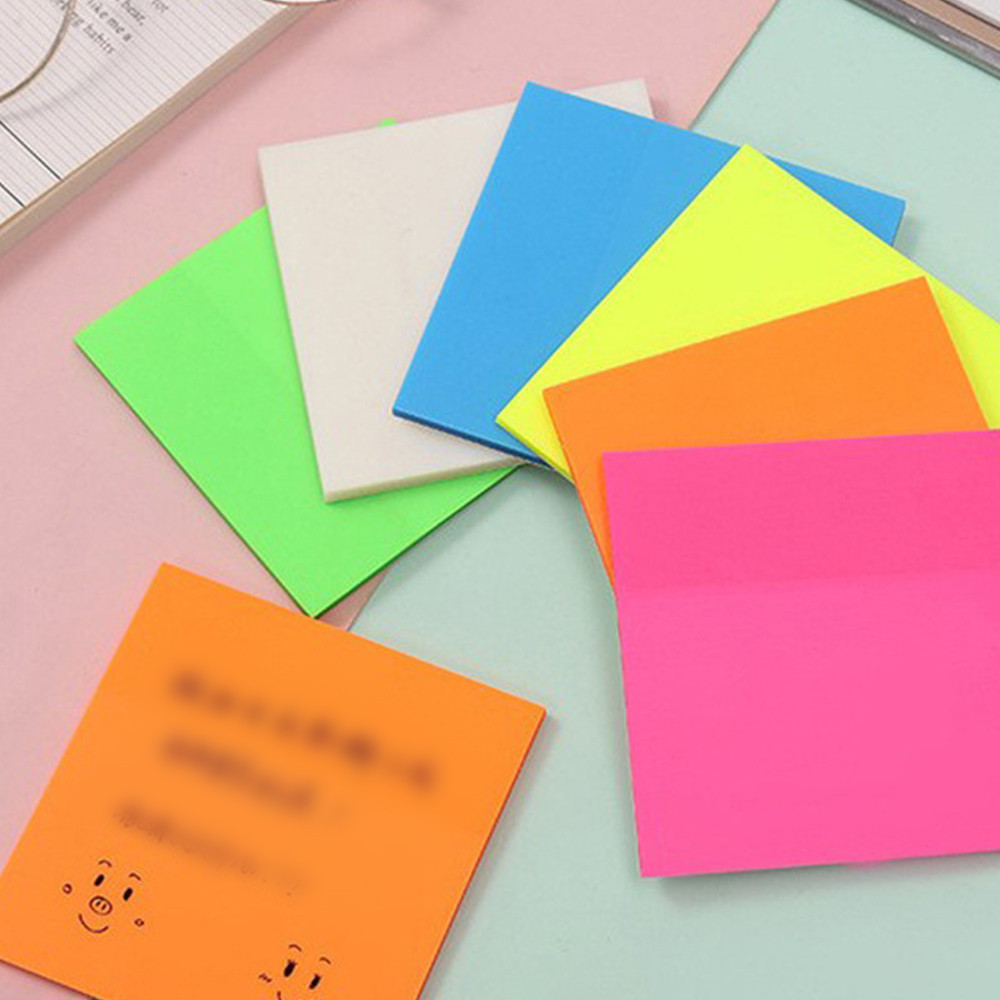 

7Colors 350 Sheets Fluorescent Film Transparent Sticky Note Memo Pad Scrapes Stickers Waterproof Clear Notepad School Stationery