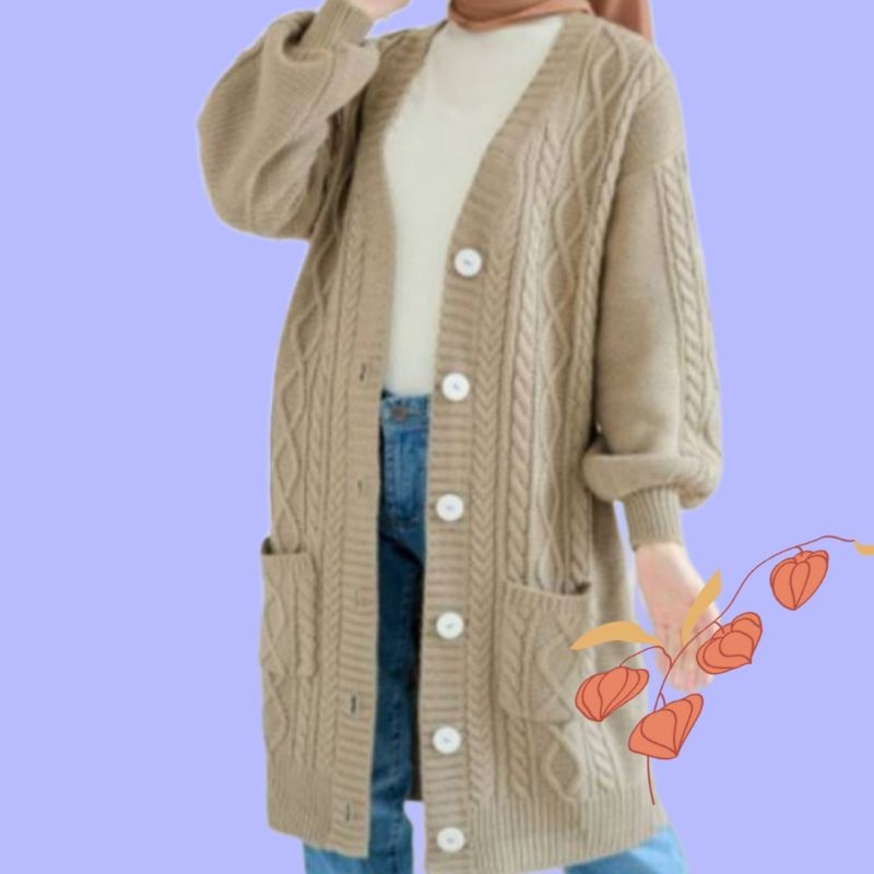 (PROMO)LONG CARDI OUTER PANJANG JAKET RAJUT WANITA OUTER