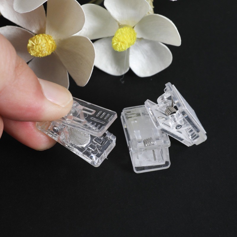 

10Pcs Clip stationery accessories plastic clip transparent small clip with glue file manual PP clip photo clip