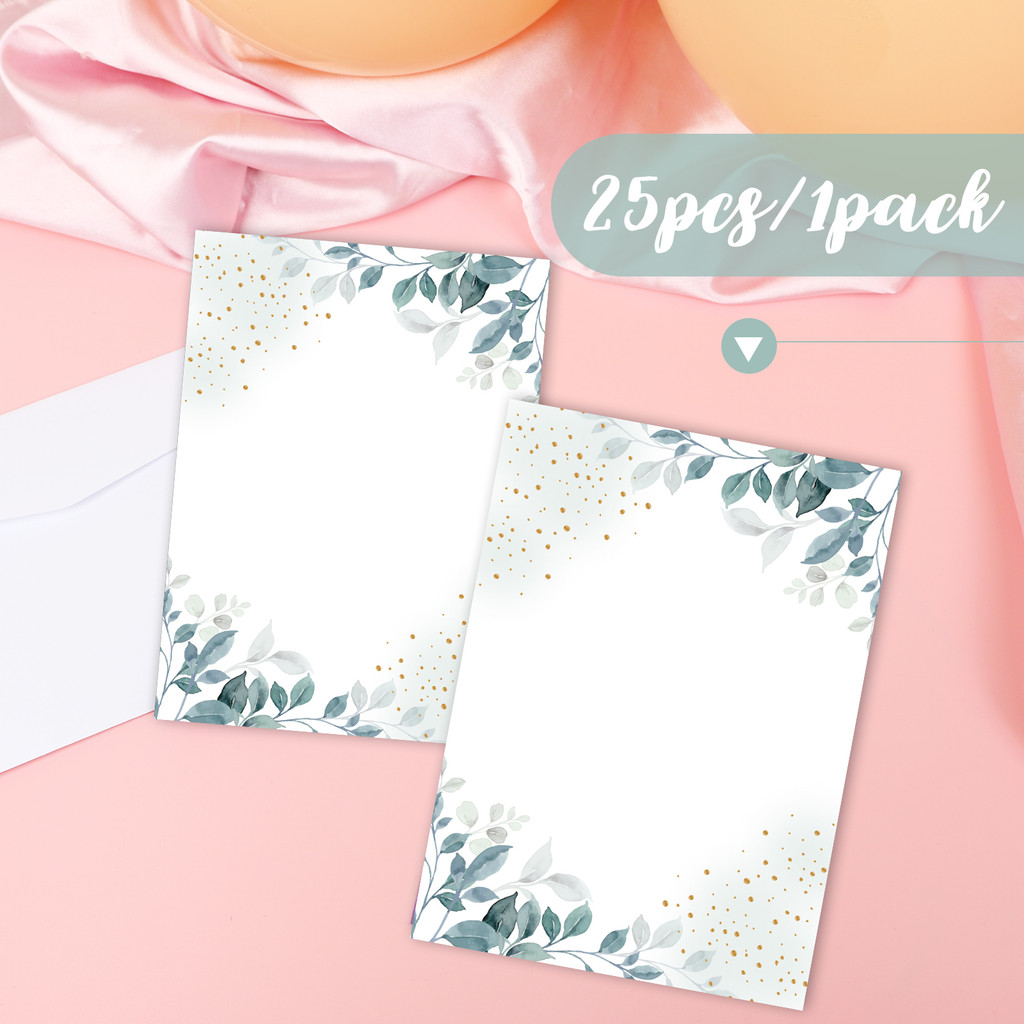 

25pcs blank patterned postcard set, suitable for self printing DIY invitation cards, green watercolor postcards, double-sided