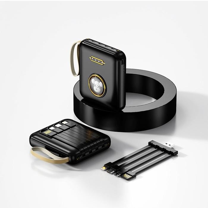 PowerBank Mini 20000mAh Ultimate Backup Battery Cute Kaws Good Quality with 4 Charging Cable Fast Ch