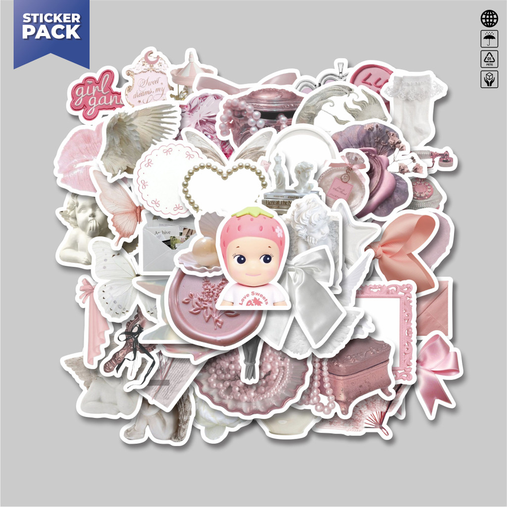 

[100PCS]Stiker Pack Stiker Angel Core Retro Aesthethic [Sayap Pita Aesthetic] Mix 1 Aesthetic Vinyl Anti Air Dekorasi Sticker Laptop Buku Journal Koper Helm Casing HP Gitar Helm Skateboard