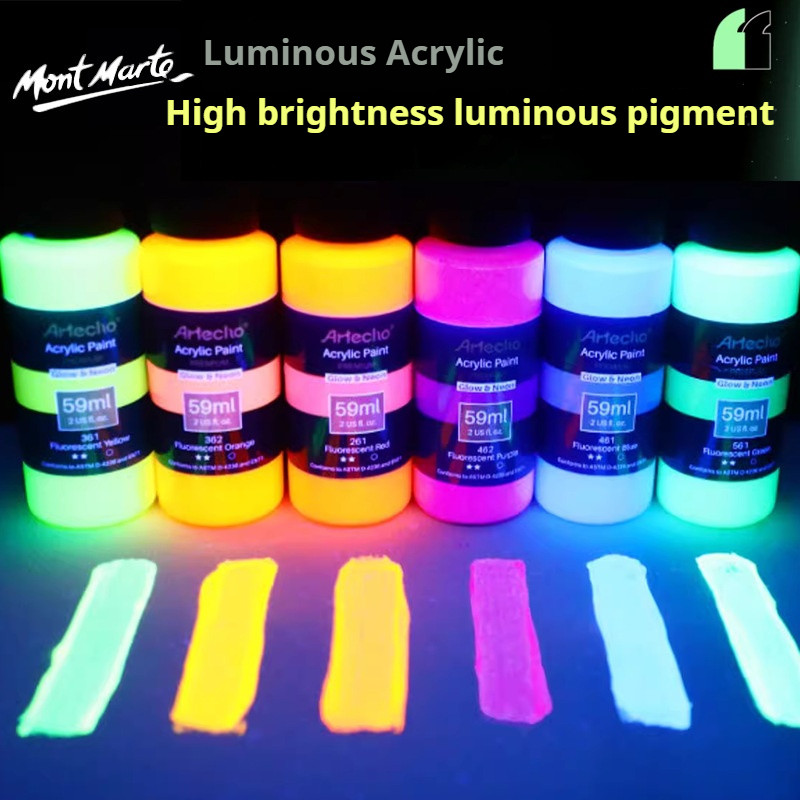 

1Pc Fluorescent Acrylic Paint Luminous Pigment 58ML Glow in Dark Hand Painted DIY Glass Textile Wall Light Absorbing Pigment
